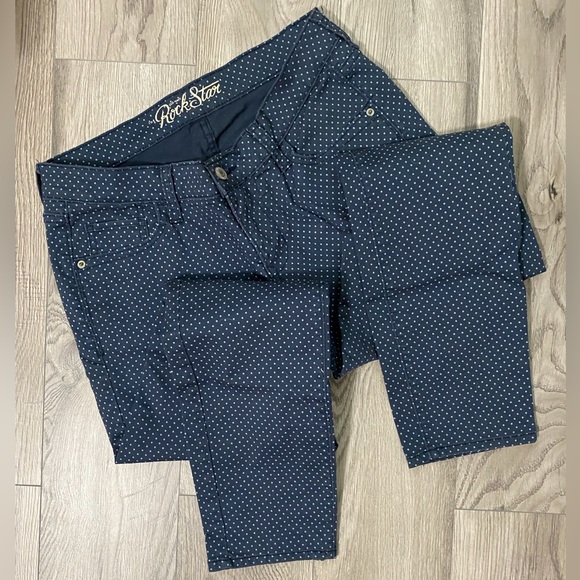 Old Navy Rock Star Blue White Dot Stretchy Blue Jeans Size 12 - Picture 3 of 4